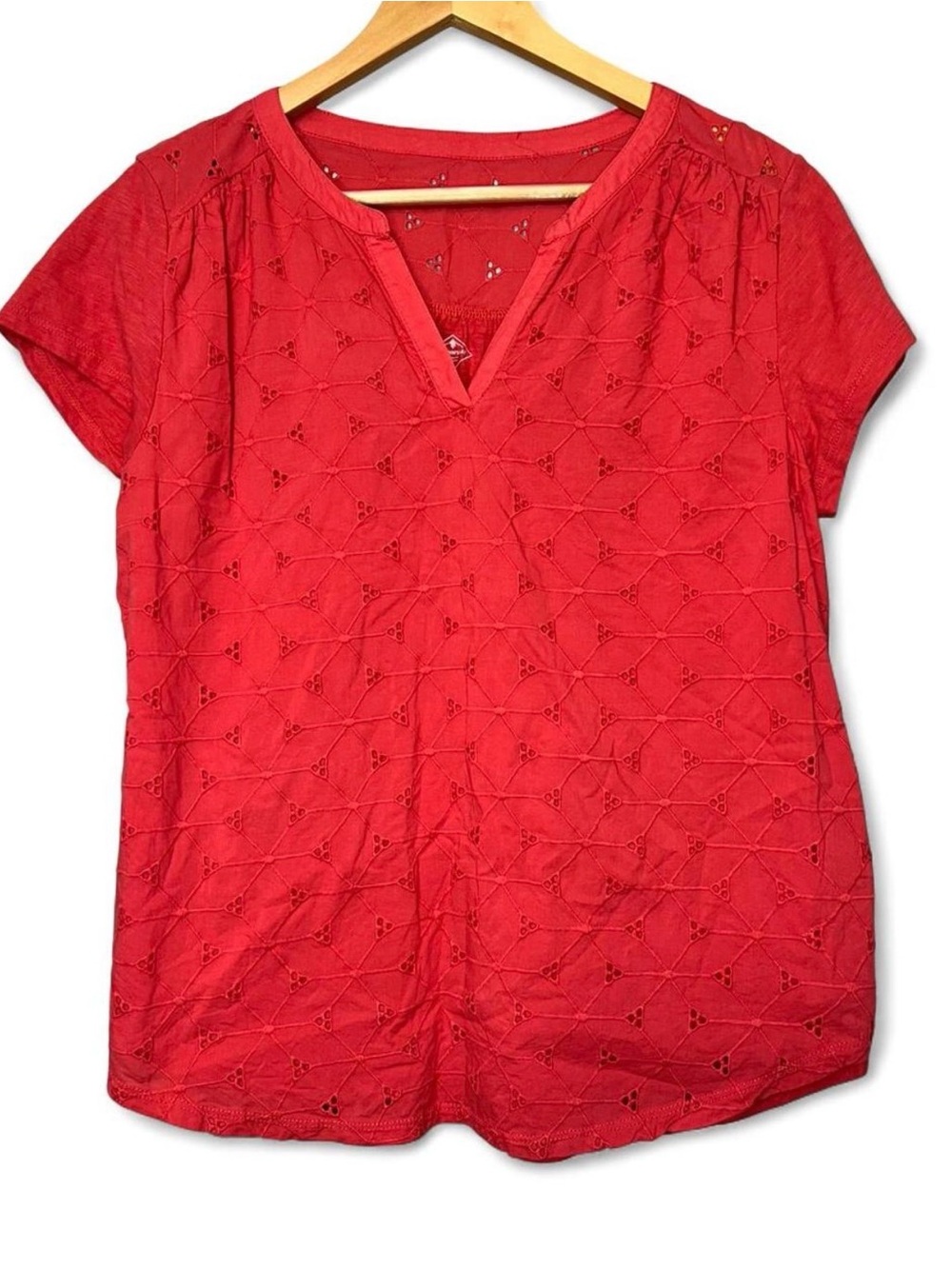 St. John's Bay Coral Eyelet V-Neck Blouse